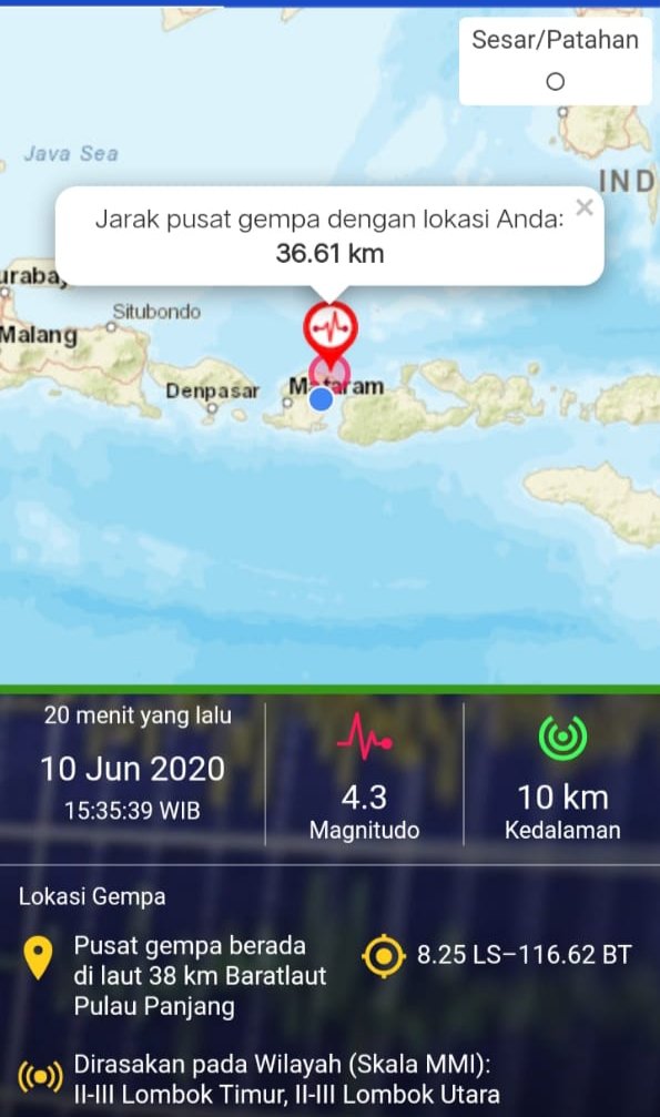 Warga Lotim Panik Digoyang Gempa 4,3 SR