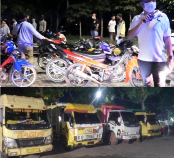 Gabungan Polri TNI di Lombok Tengah Amankan Puluhan motor, Mobil Truck dan Ratusan Kotak