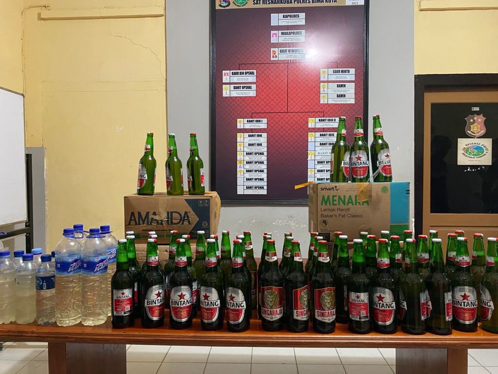 Lagi, Ratusan Botol Miras Disita Polres Bima Kota