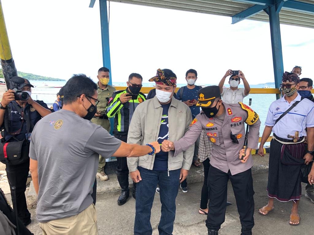 Kunjungan Menteri Sandiaga Uno Ke Gili Air dan Gili Meno Dikawal Puluhan Anggota Polres Lombok Utara