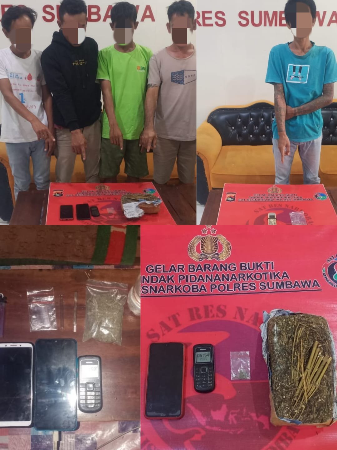 Terlibat Kepemilikan Ganja, Lima Pria di Sumbawa Barat Disergap di Dua Lokasi Berbeda