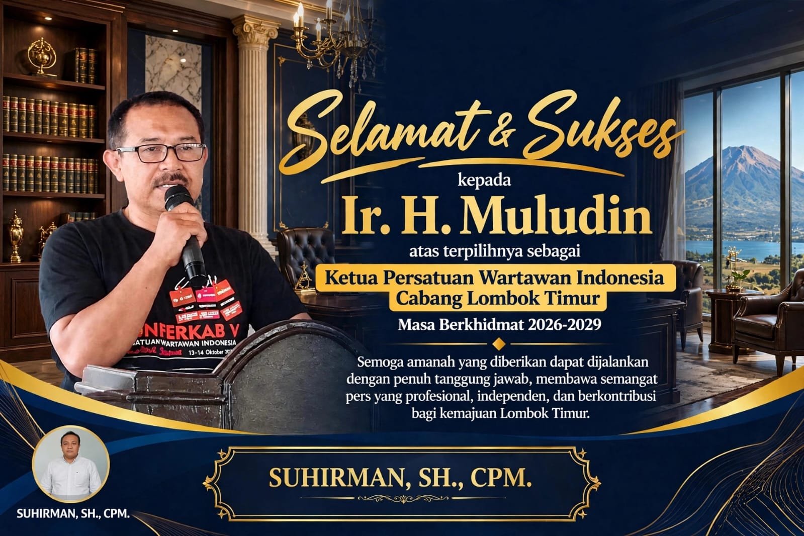 Sarjono dan Suharman ucapan  Ketua PWI Lotim